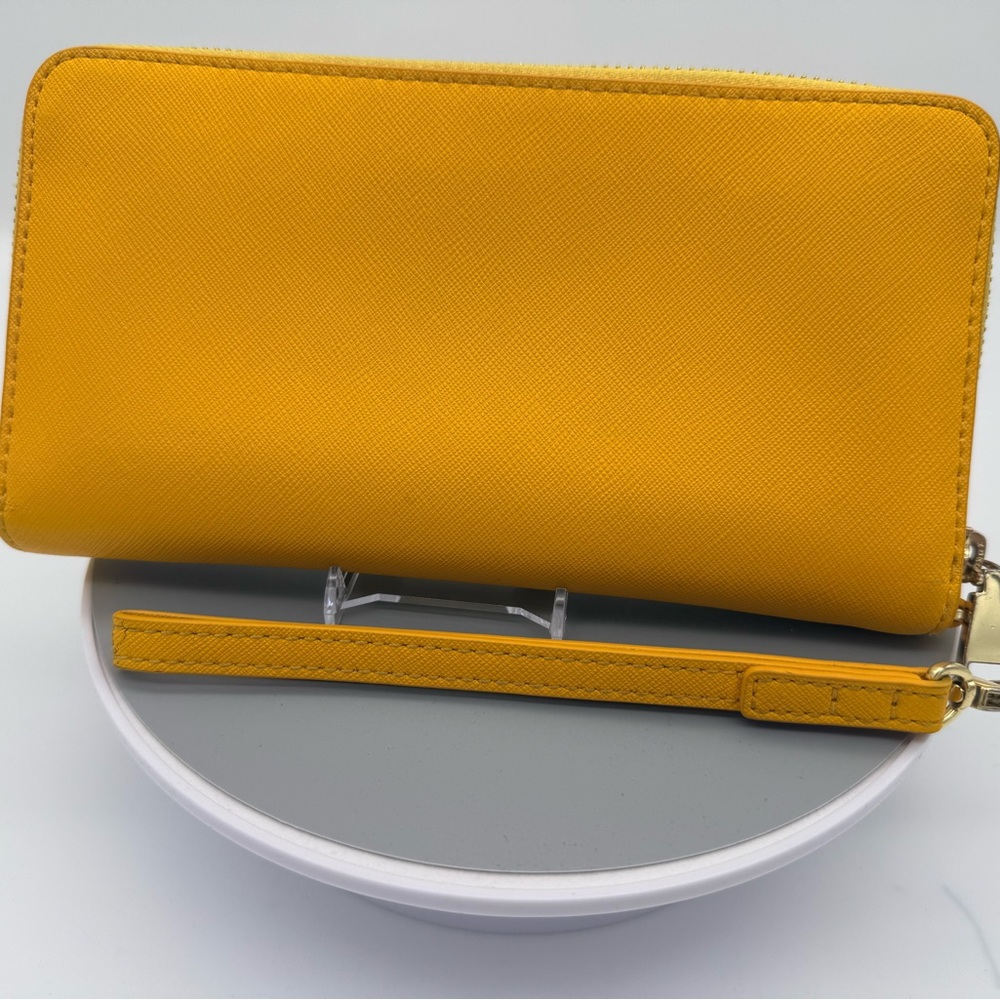 Tory Burch Robinson Zip Continental Wallet - Daylily Yellow Saffiano - Picture 2 of 7